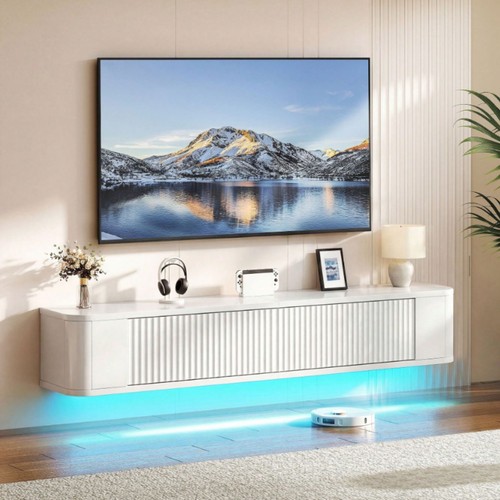 White gloss floating stand - tv,
