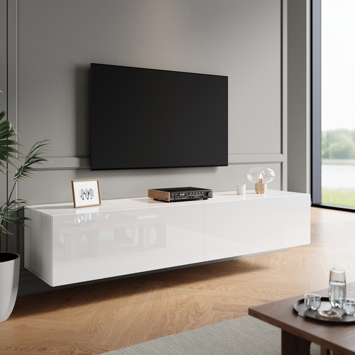 White high gloss wall - wall, floating