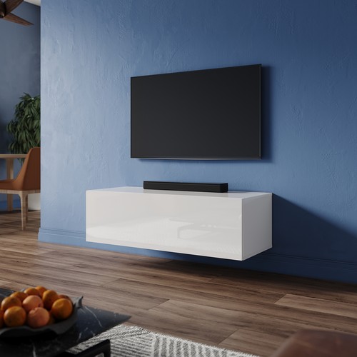 100cm white floating - white, tv